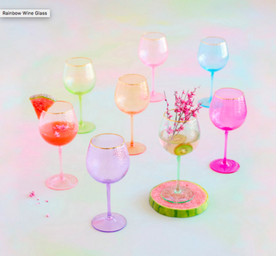 Glitterville Rainbow Wine Glass
