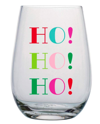 Holiday Wine Glass HO HO HO