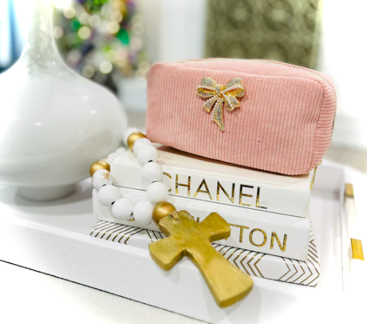 Brooch Cosmetic Pouch-Pink Bow