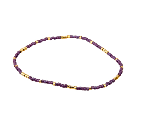 Beaded Stretch Bracelet-Purple