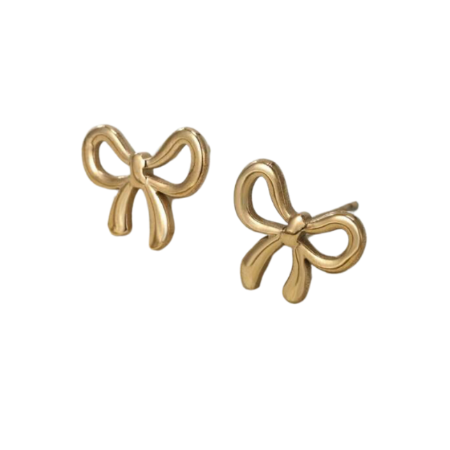 Earring Studs - Gold Bow Tie
