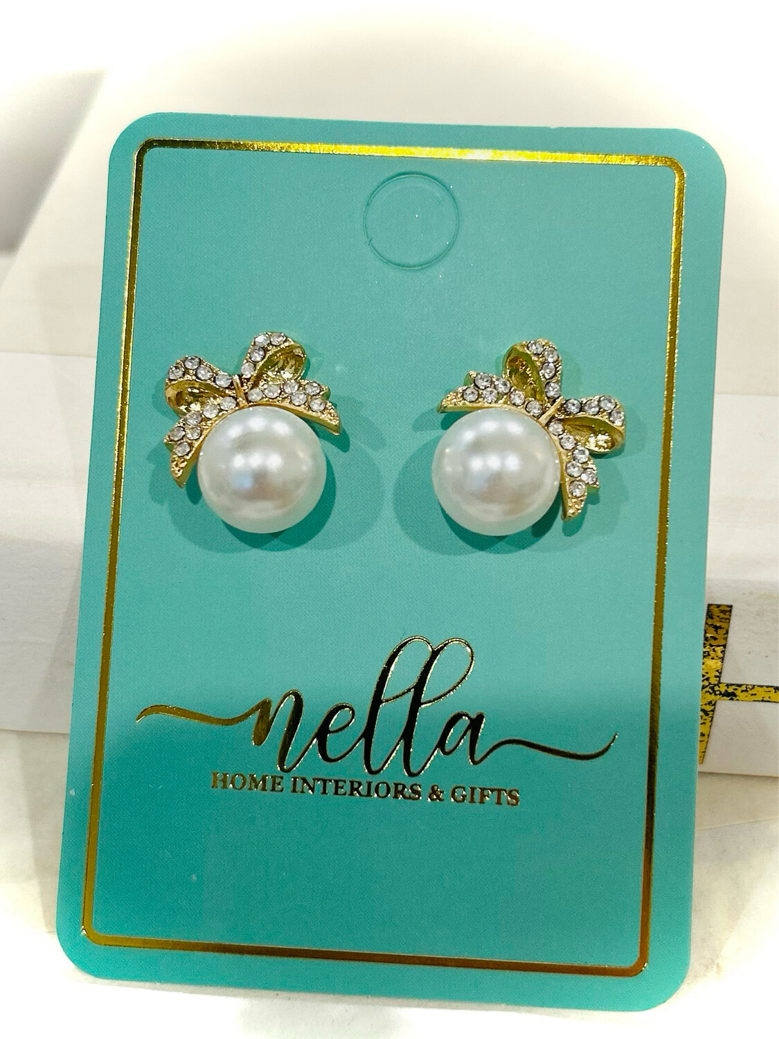 Earring Studs - Pearl Bow
