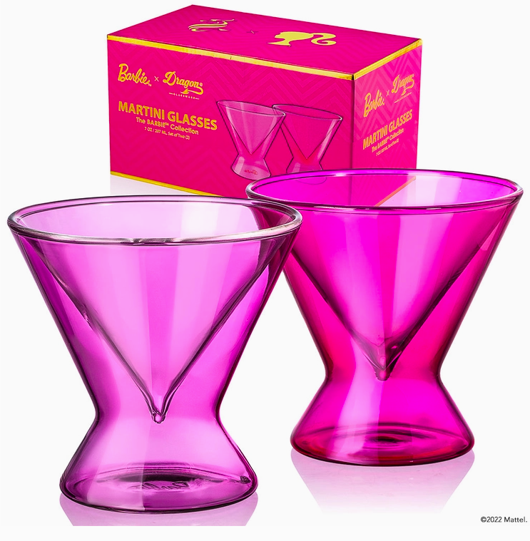 Barbie™ X Dragon Glassware® Stemless Martini Glasses