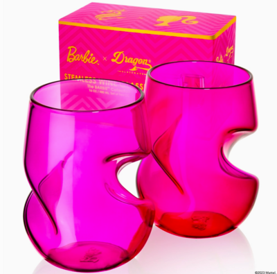 Barbie™ X Dragon Glassware® Stemless Wine Glasses