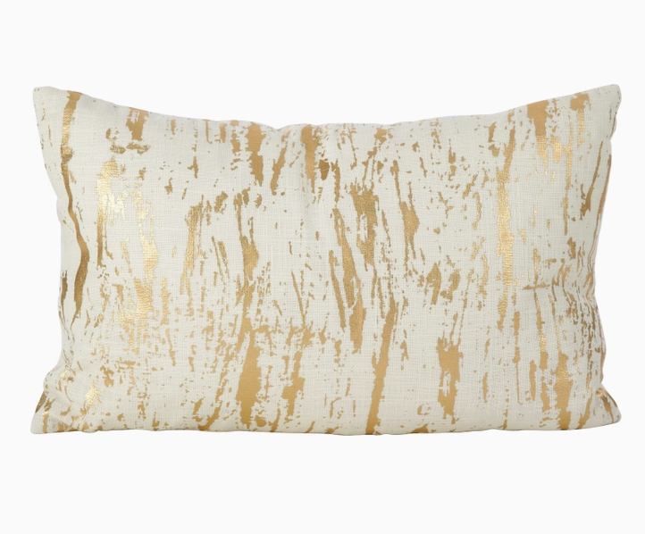 Distressed Metallic Foil Oblong Pillow Cover