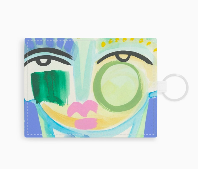 Wallet Keychain-Pink Abstract Blue