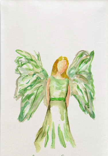 Cotton Tea Towel Angel Green Angel