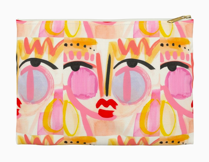 Pink Abstract Face Pouch