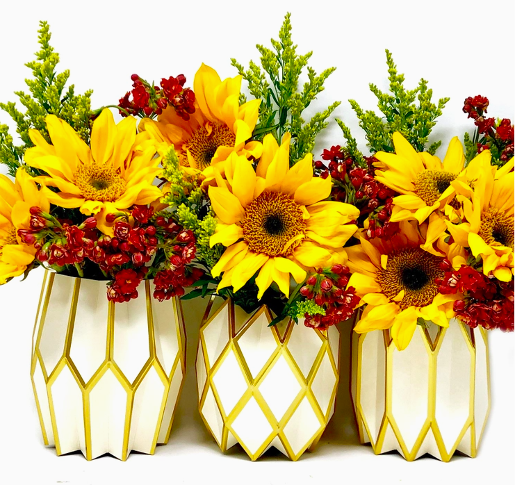 Set of 3 Paper Vase Wraps-Gold
