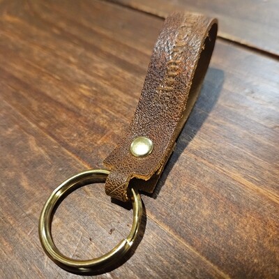 Rustic brown leather keychain