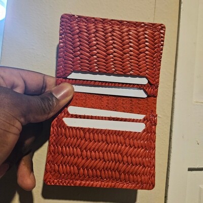 Red Woven Bi-fold wallet