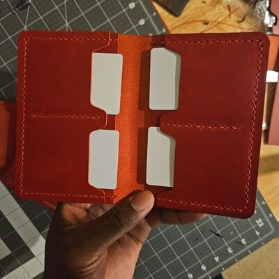 Red leather passport wallet
