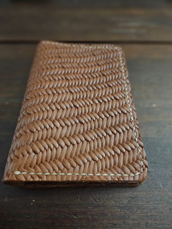 Tan woven Passport Wallet