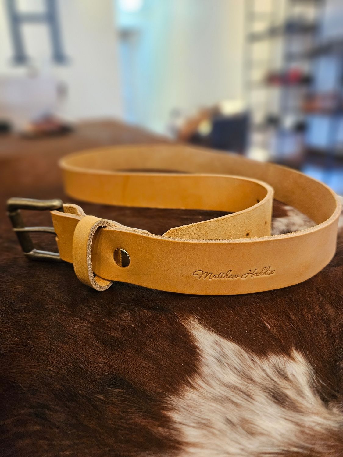 Natural Color Leather Belt