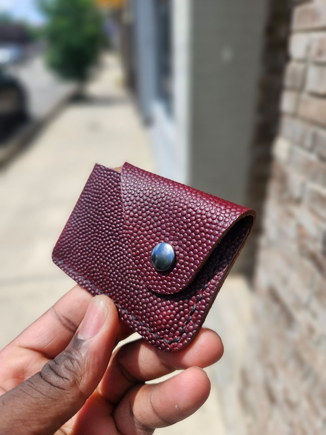 Pebbled Maroon Snap Wallet  ( NFL Football)