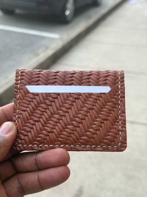 Tan Woven Flip Wallet