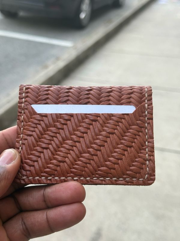 Tan Woven Flip Wallet