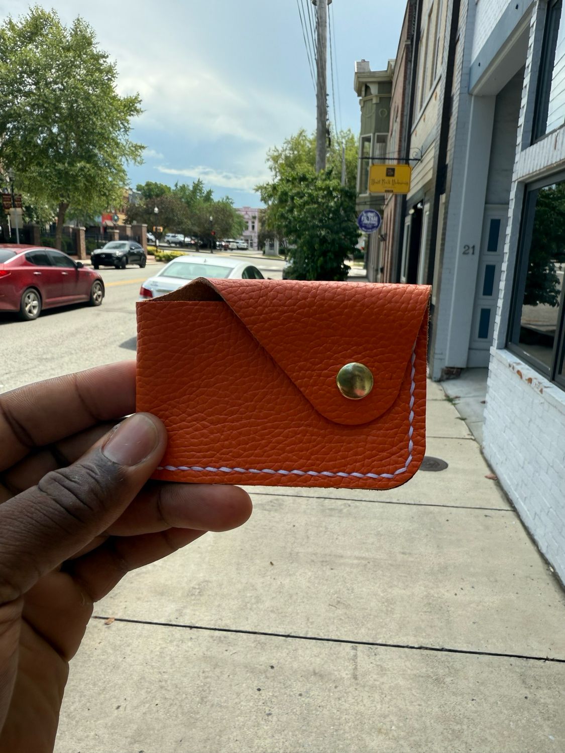Orange snap wallet