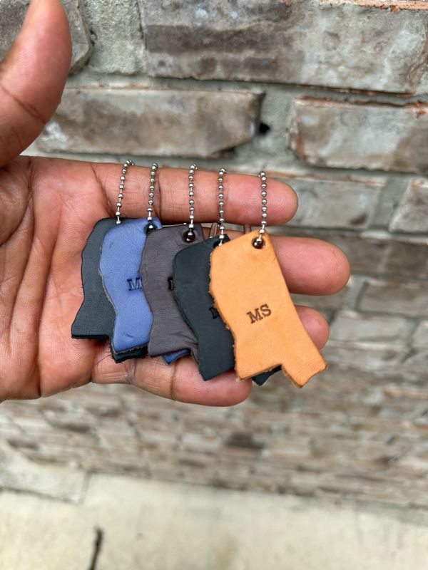State of Mississippi Leather Keychains (Multiple Colors)