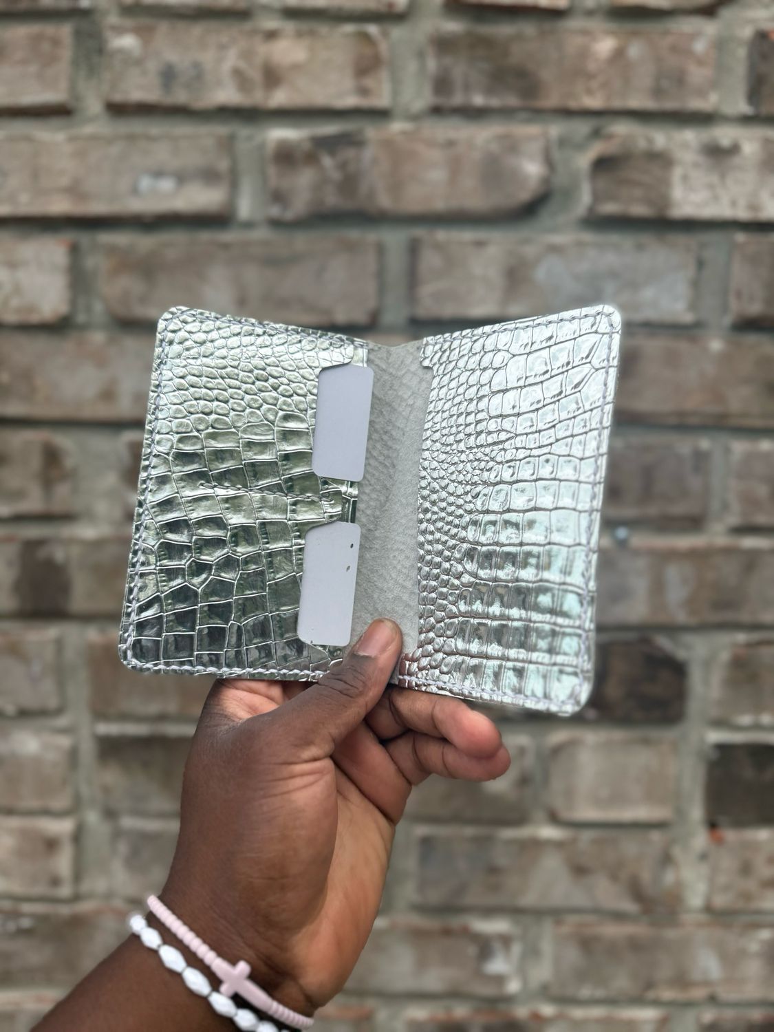 The “Explorer” Silver embossed alligator 