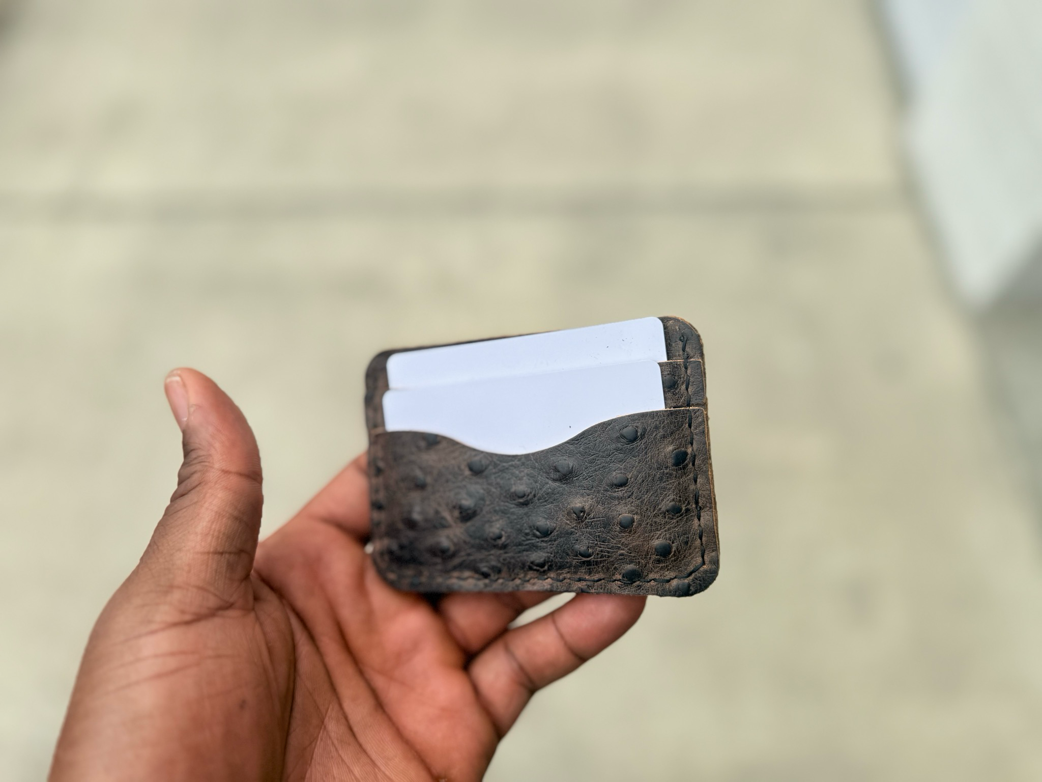 The “Novice” Embossed ostrich minimal Wallet