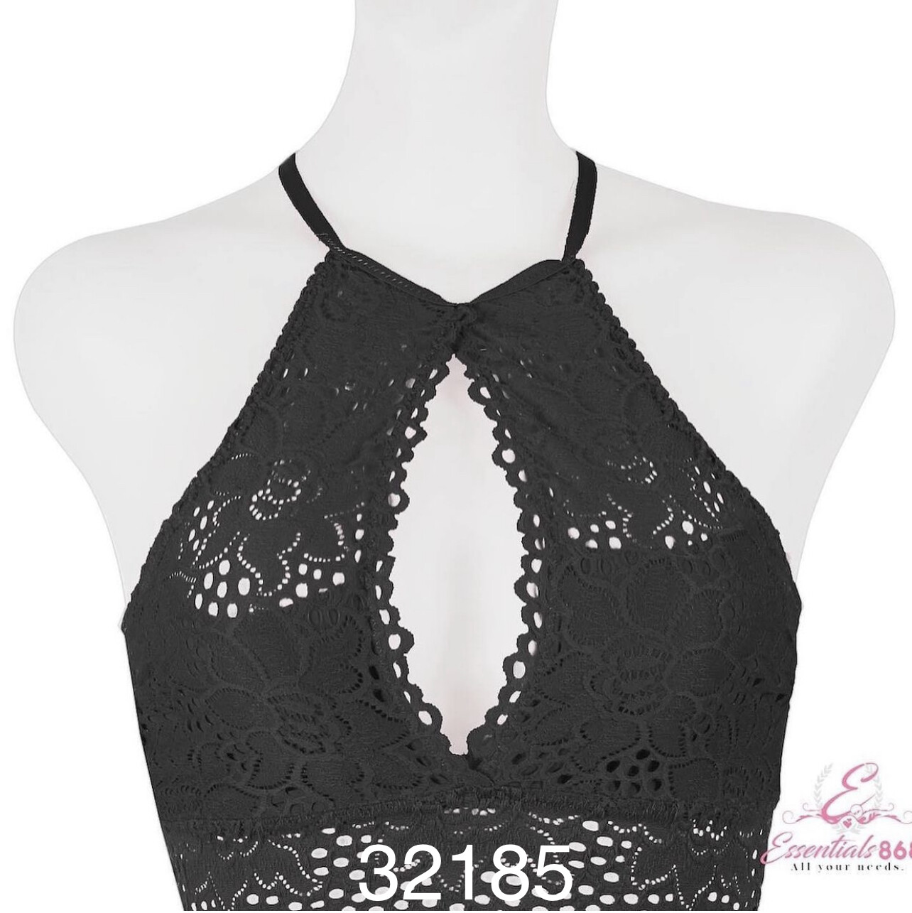 High-Neck Halter Bralette(32185), Colors: Black, Size: Medium
