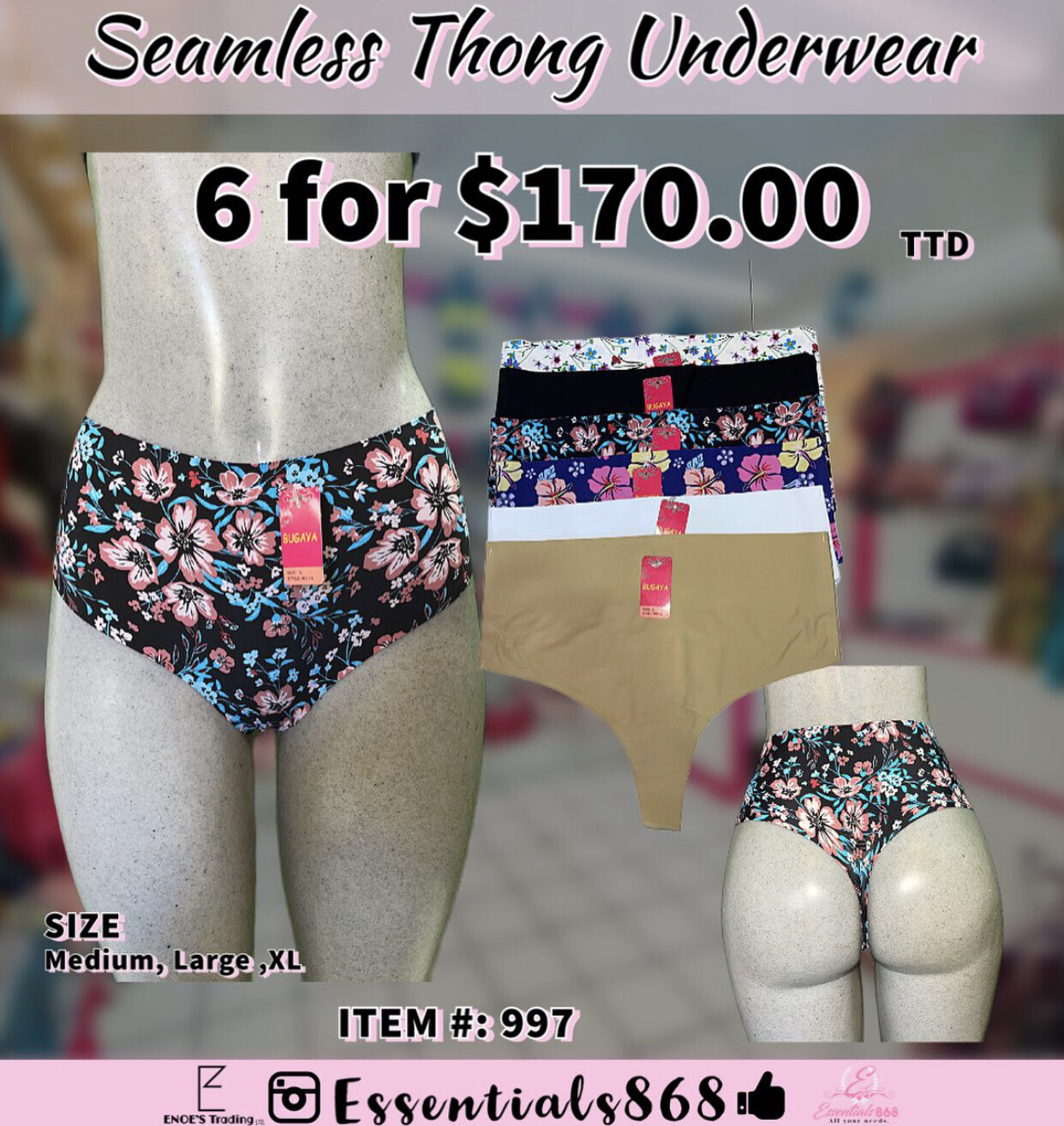 Seamless Thong Cut Underwear - 6 PCs