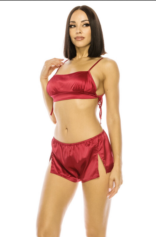 2 Pc SATIN PAJAMA SHORT SET