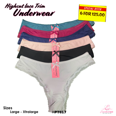 highcut lace trim underwear -6 Pcs