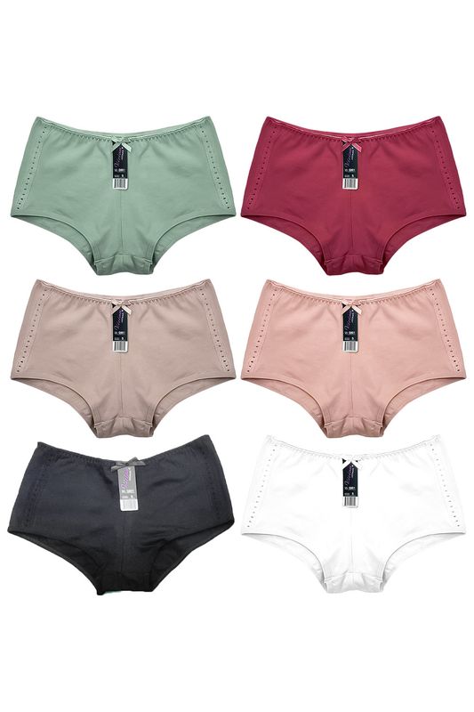 Cotton Boyshort Underwear - Q801( 6 PCs)
