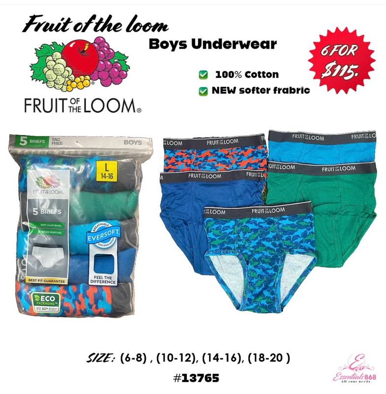 Fruit Of The Loom Boys Cotton Briefs -5 PCs