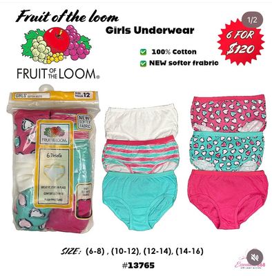 Fruit Of The Loom Girls Cotton Briefs -6 PCs
