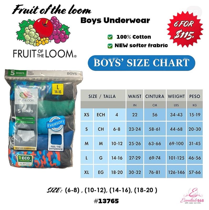 Fruit Of The Loom Boys Cotton Briefs -5 PCs