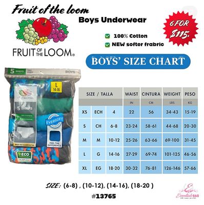 Fruit Of The Loom Boys Cotton Briefs -5 PCs