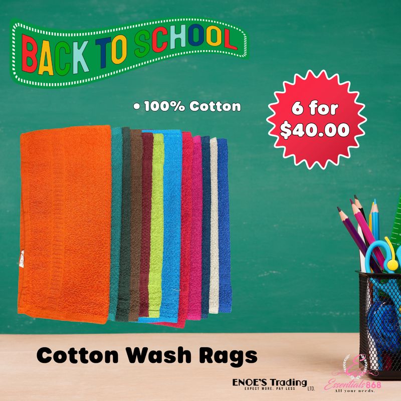 Cotton Wash Rags -6 Pcs
