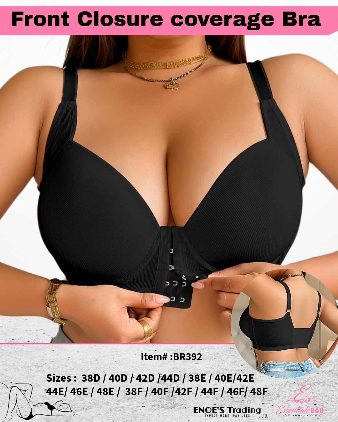 Front-Closure Full Coverage Bra – Essentials868 (Item#: BR392)