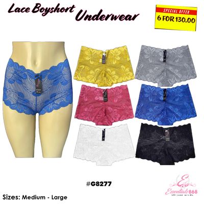 Boyshort Lace Underwear- (6 pcs)