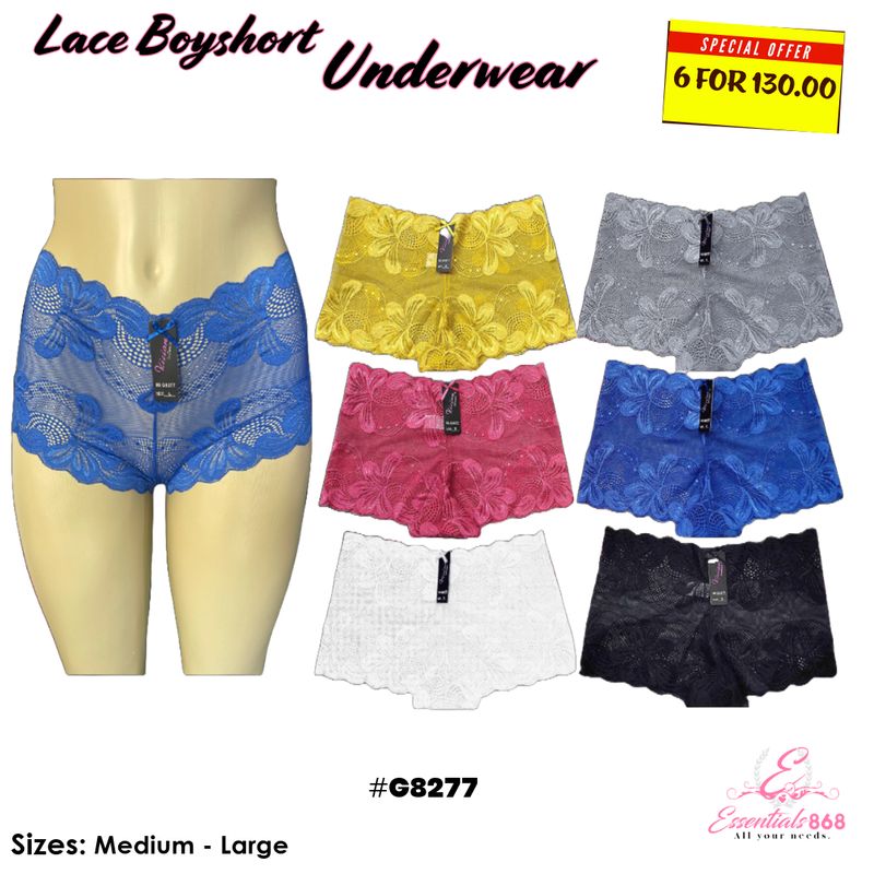 Boyshort Lace Underwear- (6 pcs)