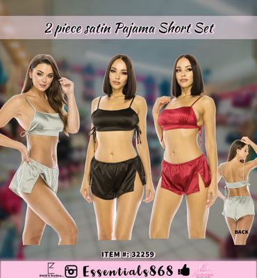 2 Pc SATIN PAJAMA SHORT SET