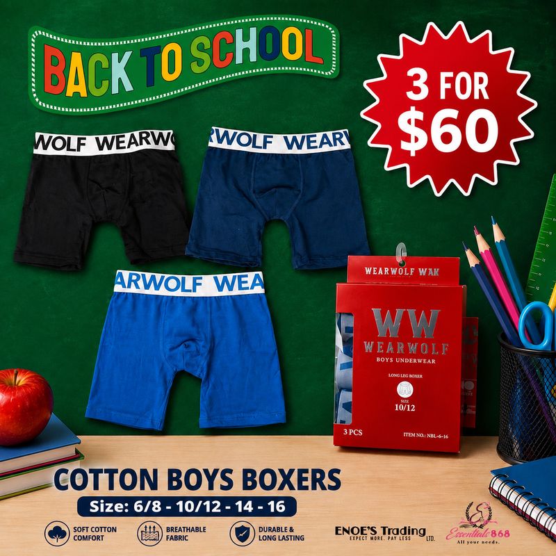 Wear Wolf Premium Cotton Boys Boxer (3PCS)