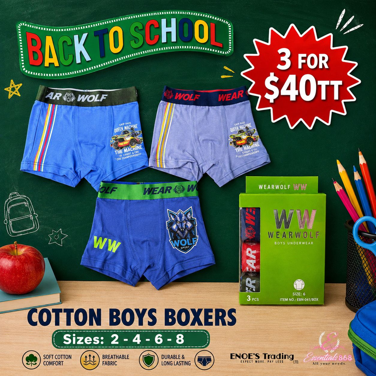 Cotton Boys Boxer ( 2-8)