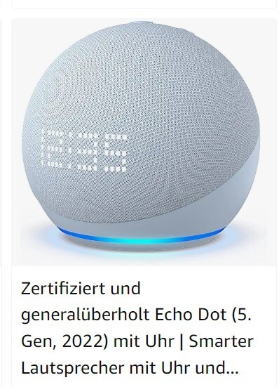 Echo Dot 5 weiss mit Uhr