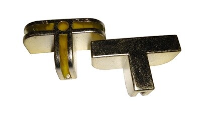 Vitrinenverbinder T 46x28 mm für 4 mm Platten goldfarbig Vitrinenverbinder T 46x28 mm für 4 mm Platten goldfarbig