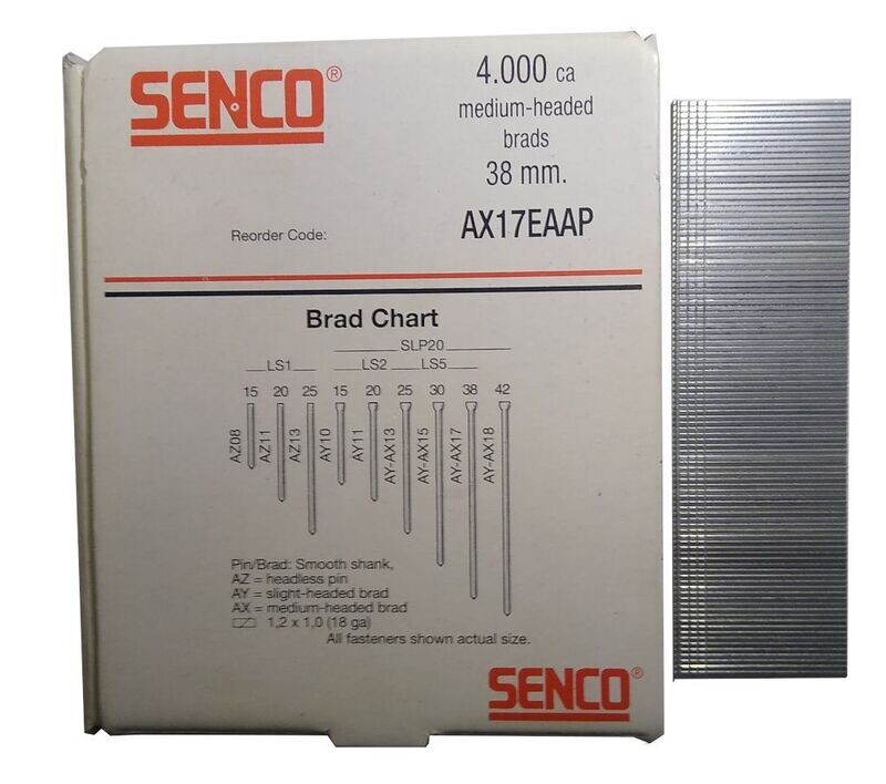 Nägel AX Stauchkopfnägel SENCO AX15EAAP 38 mm x 1,2 mm NETTO SONDERPREIS Nägel AX Stauchkopfnägel SENCO AX15EAAP 38 mm x 1,2 mm NETTO SONDERPREIS
