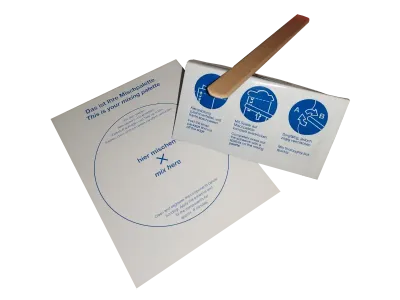 DELO DUOPOX 01 Rapid 2K Epoxy Kleber Delo Duopox Rapid Mischplatte, Sachet mit Kleber und Härter und Mischspachtel