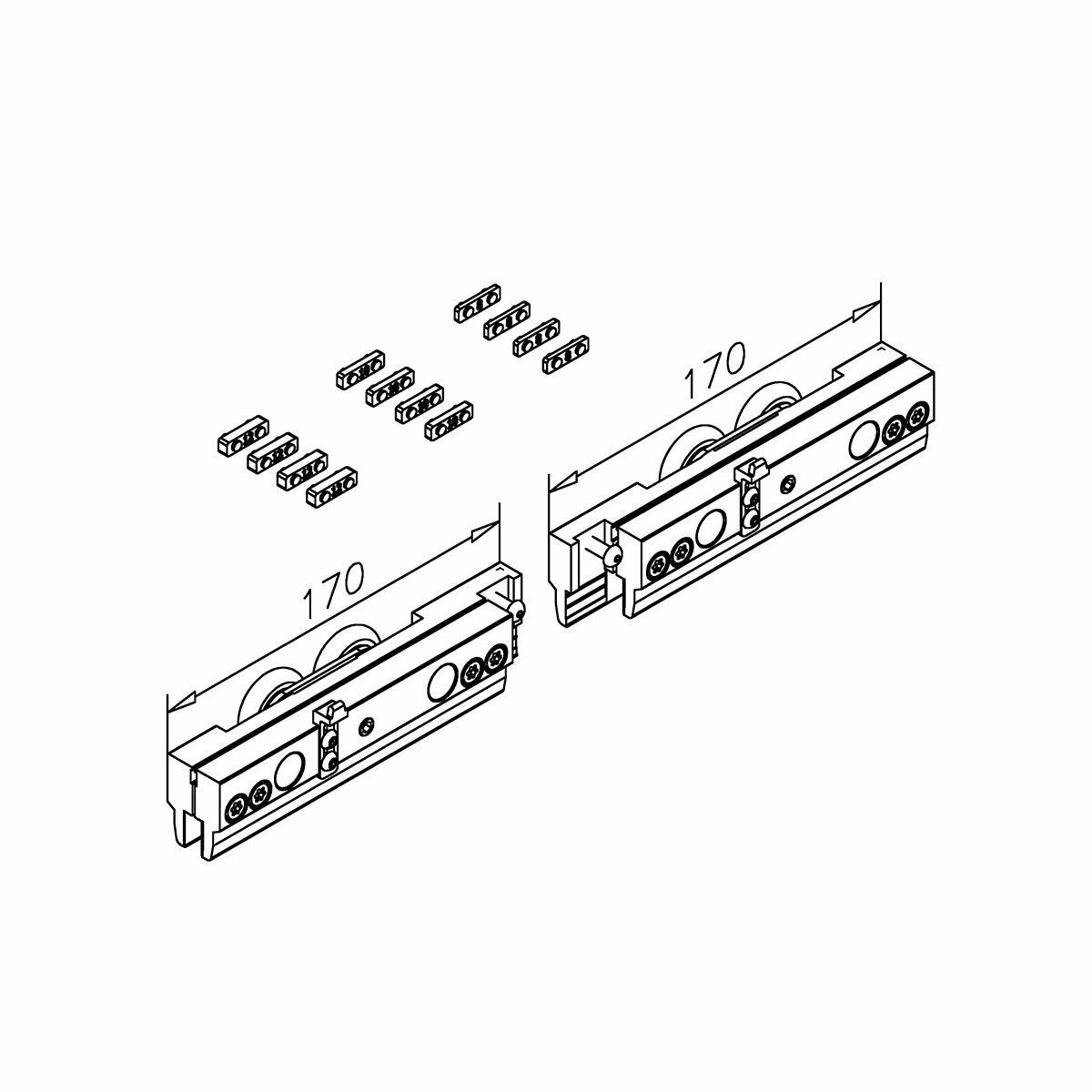 Laufwagen Set 150 kg für Schiebetür 5071 SYNCHRO