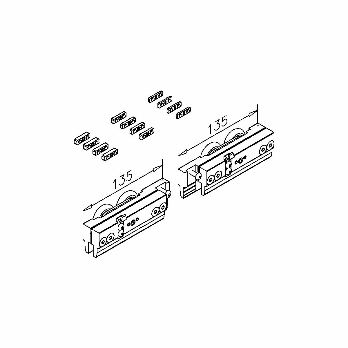 Laufwagen Set 100 kg für Schiebetür 5071 SYNCHRO
