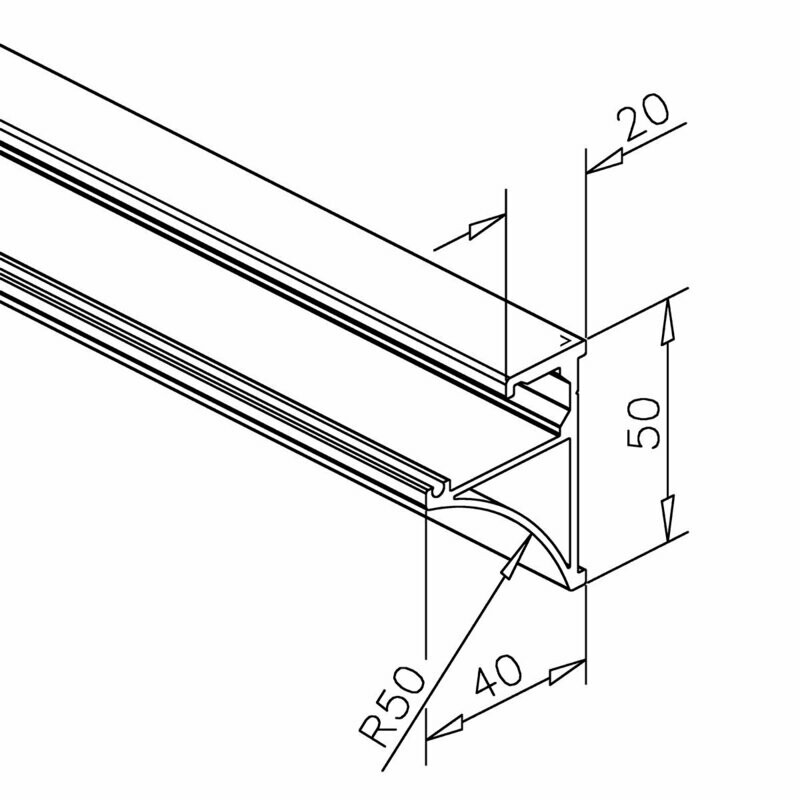 Profi Bord Glasplatten-Halteprofil Aluminium roh AUSLAUFARTIKEL