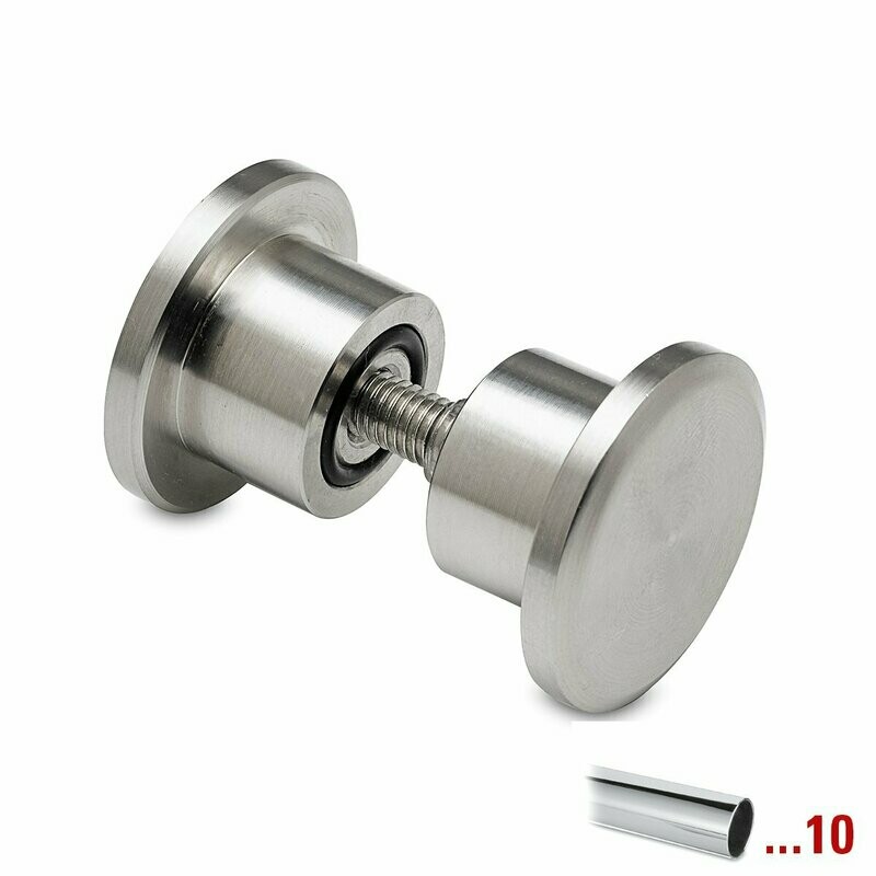 Glastürknopf 101, flach, zweiseitig aus Edelstahl V2A