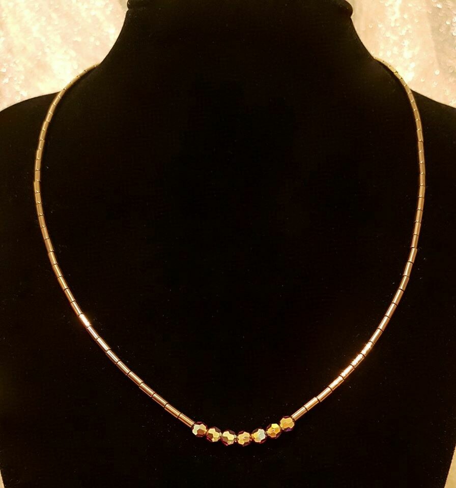 Colier din Hematit si 7 cristale Swarovski